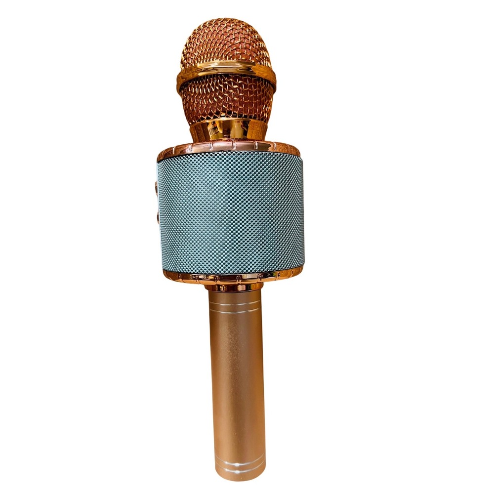 Wireless Bluetooth Karaoke Microphone Rose Gold Handheld Speaker Recorder LED